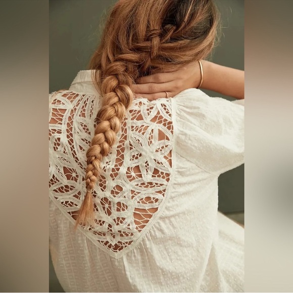 Anthropologie Pilcro Lace Fairy Crochet Back Button Shirt - Picture 2 of 8